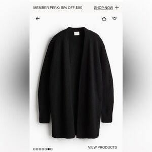 H&M long black cardigan, small